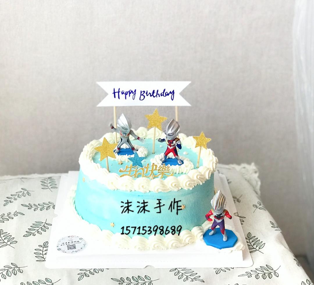 超级无敌美貌简单的刺绣风 奥特曼生日蛋糕