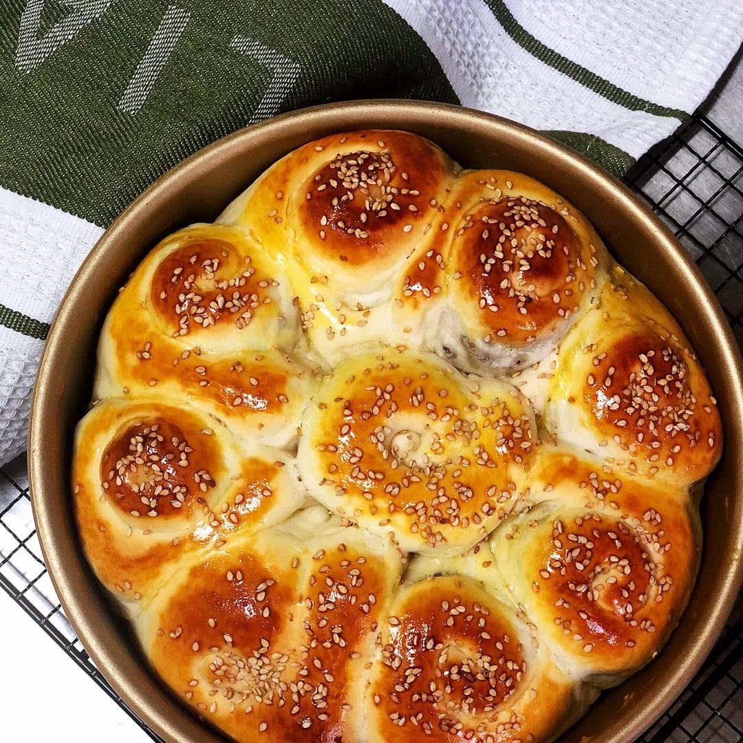 中筋面粉也可以做面包-中种椰蓉/红豆花环中筋粉面包