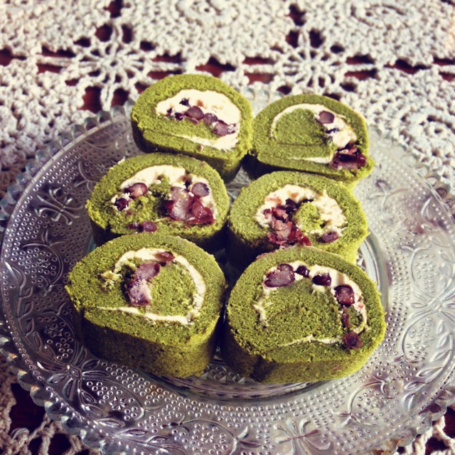 抹茶红豆蛋糕卷