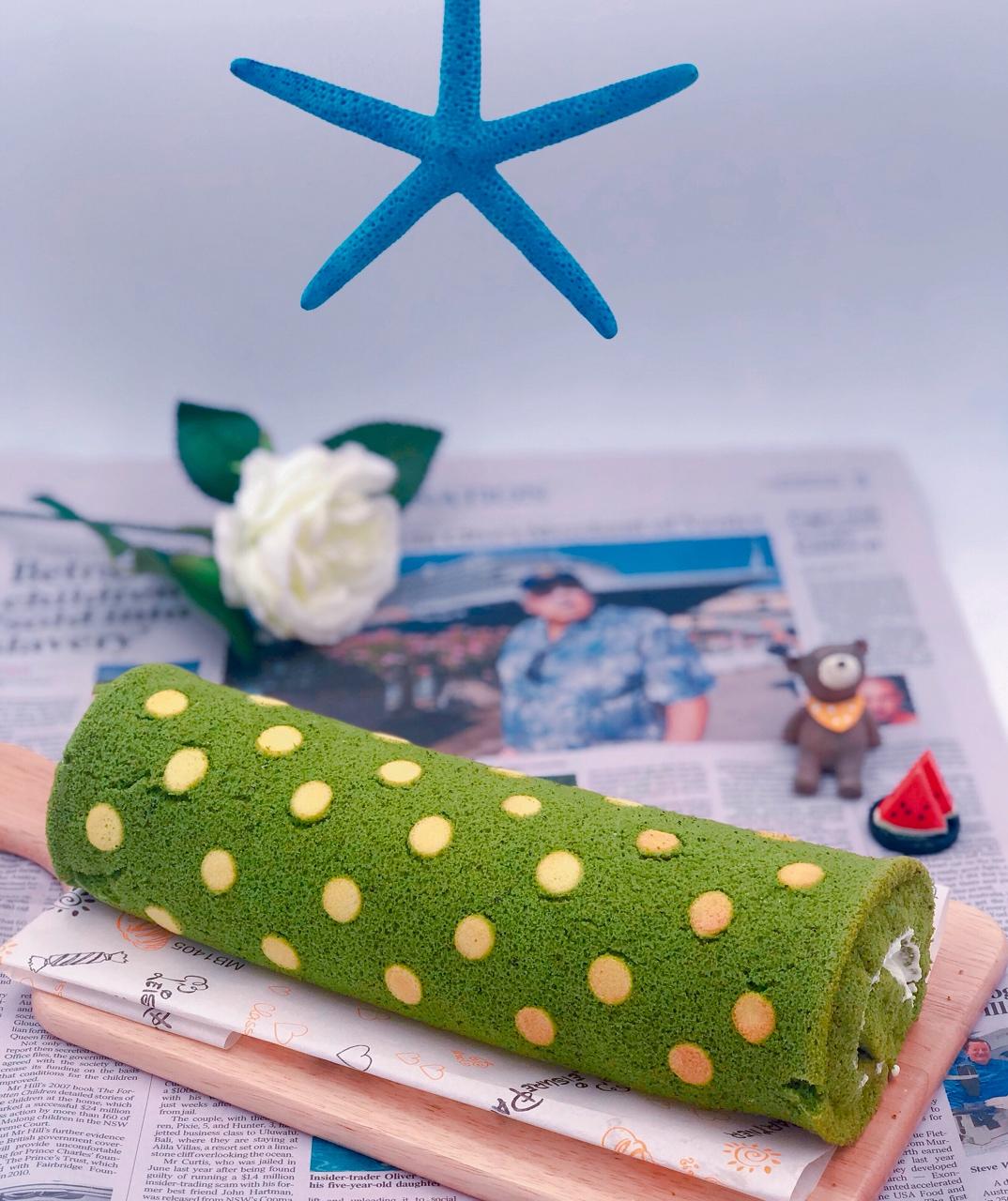 抹茶波点（条纹）蛋糕卷