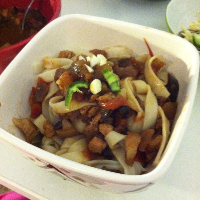 茄子肉丁打卤面