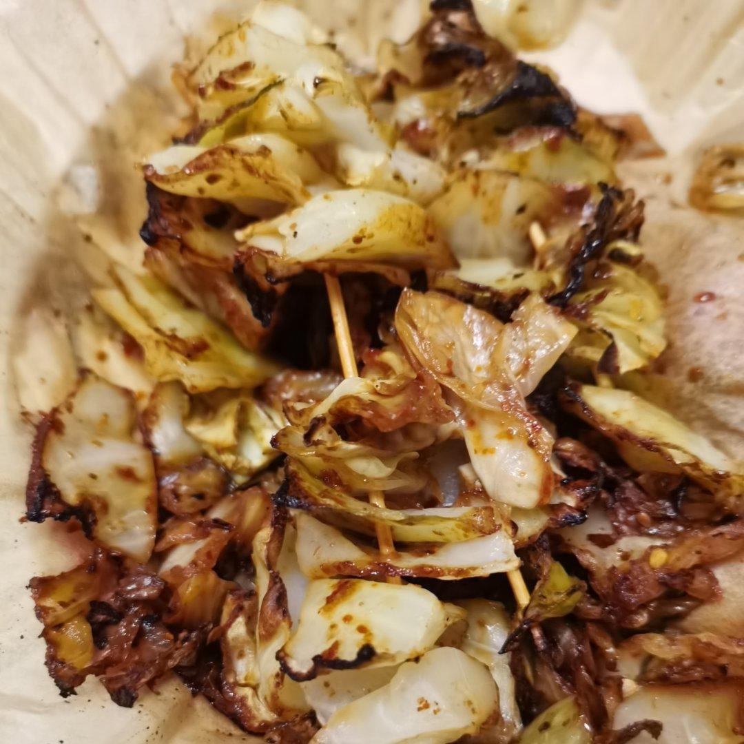 巨好吃😋空气炸锅包菜 ，烧烤摊味道~