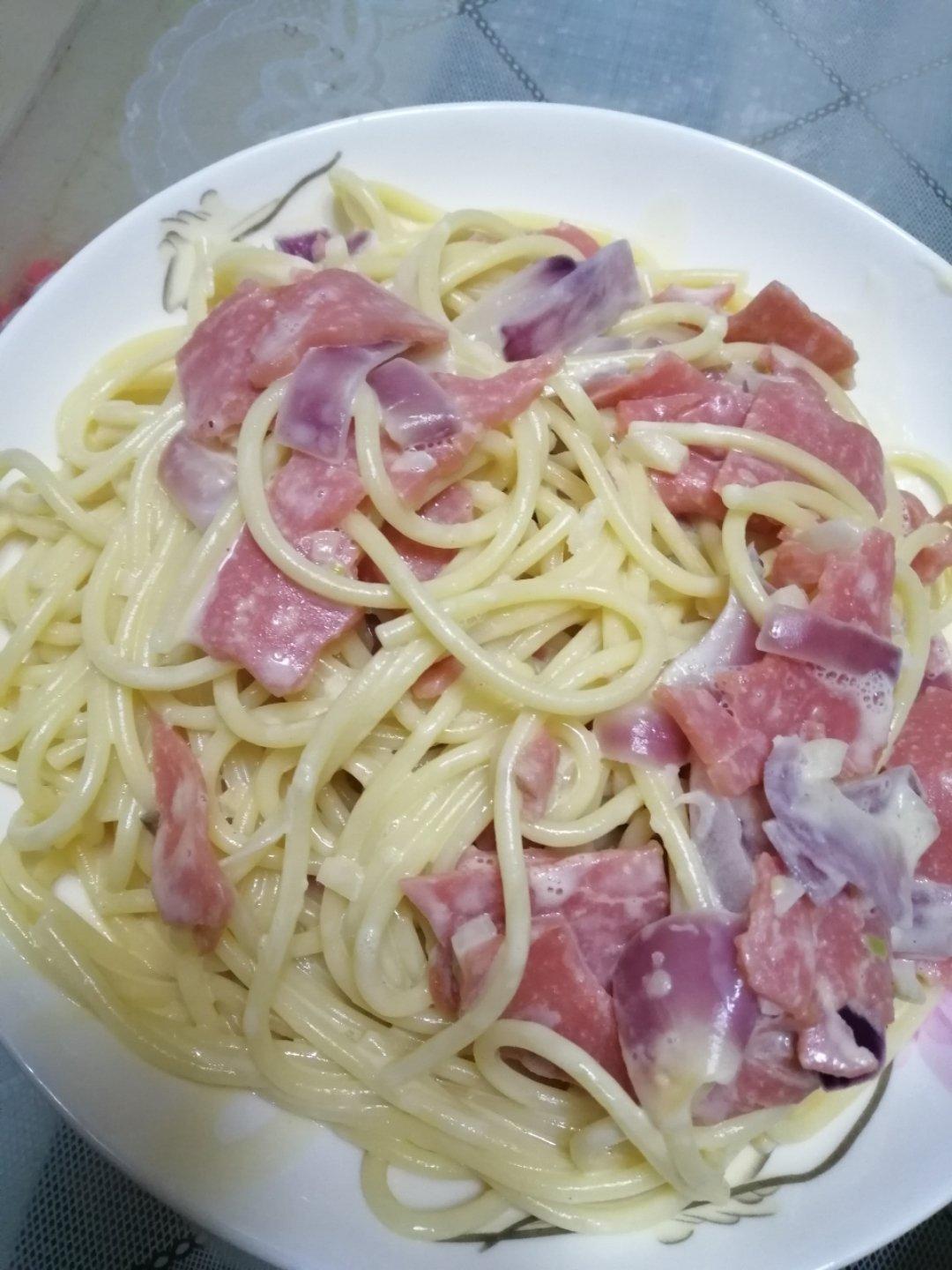 奶油蘑菇培根意大利面