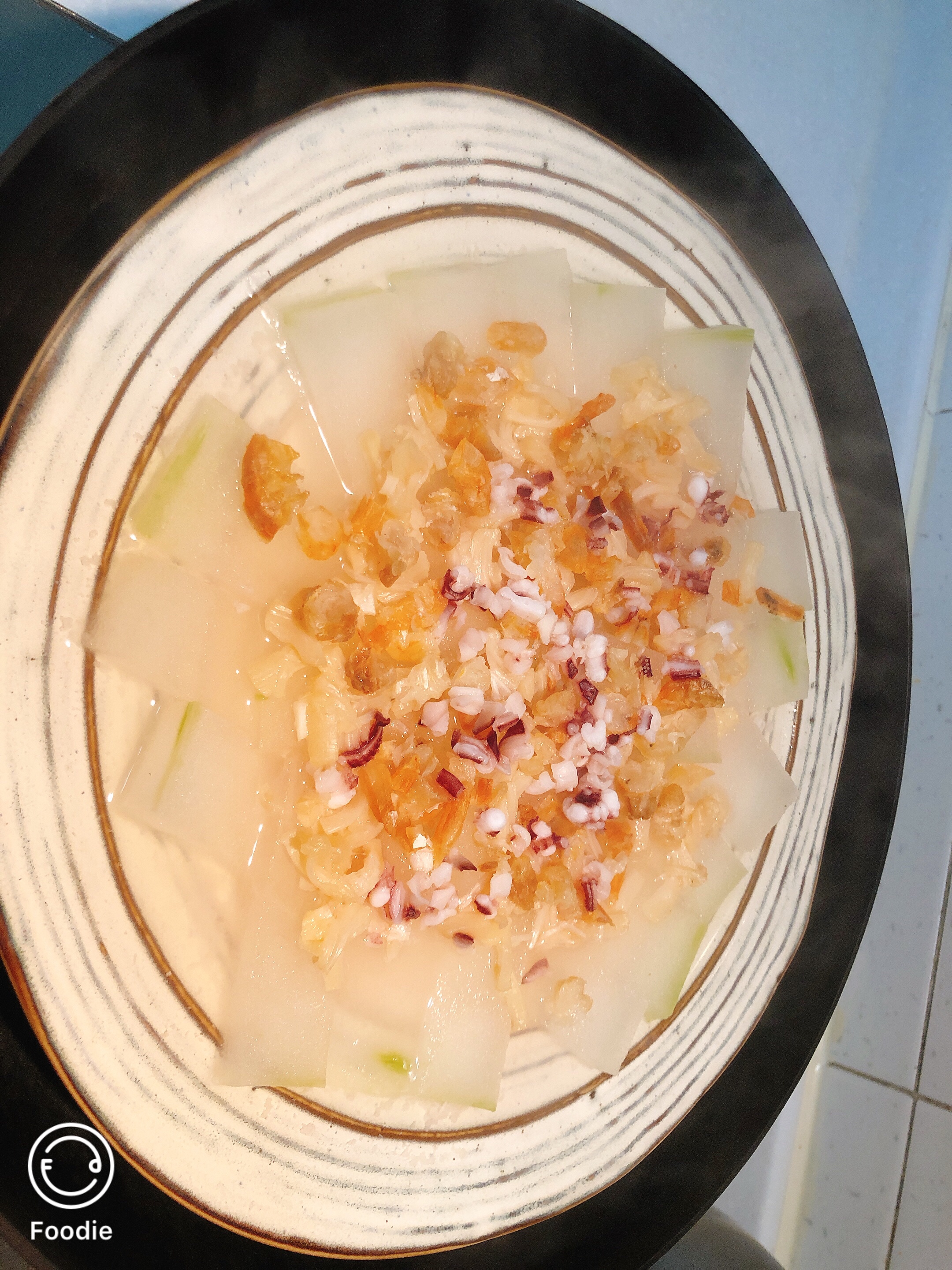 三鲜（瑶柱、金钩、鲜鱿）煨冬瓜的做法 步骤5