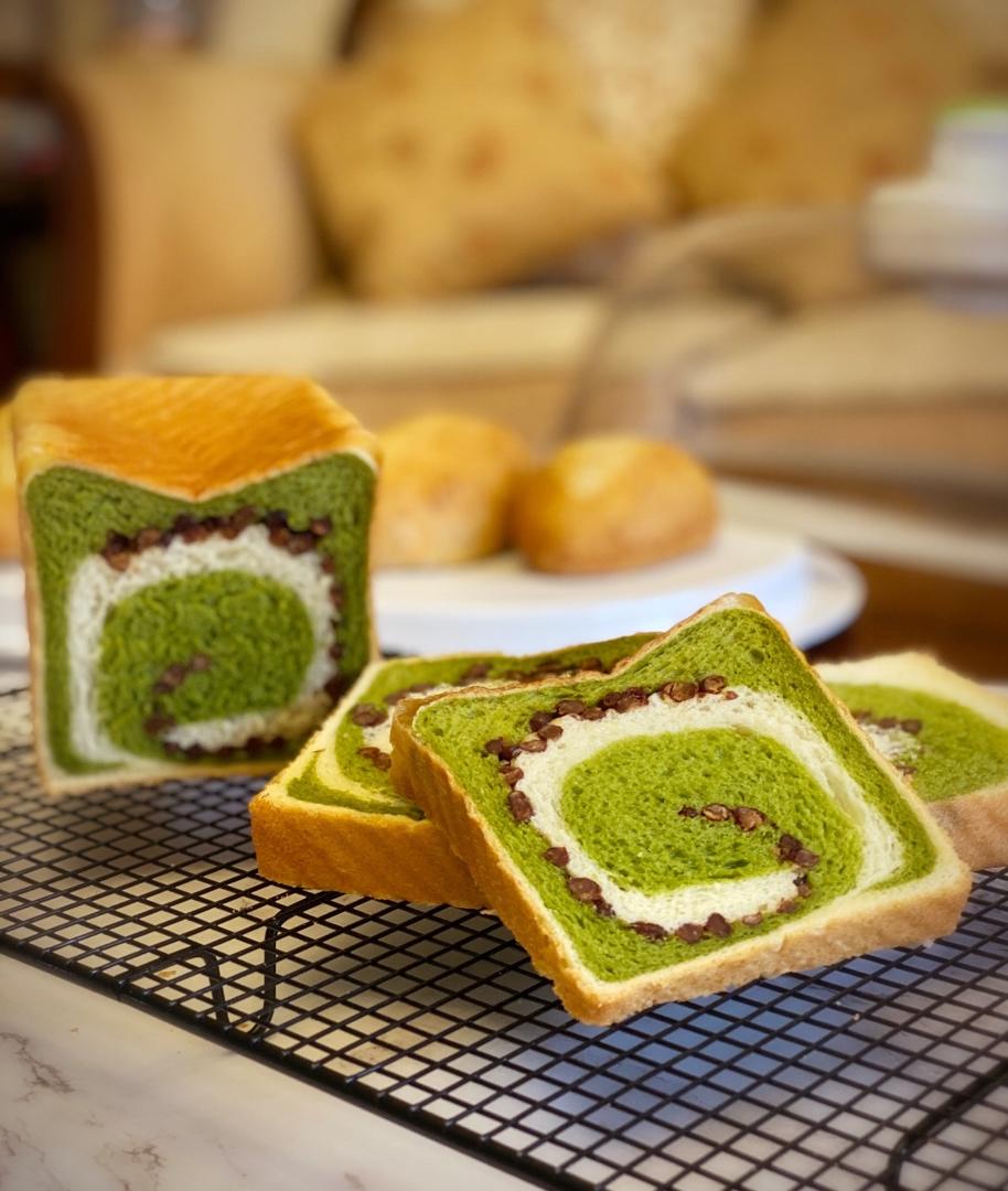 蜜豆抹茶双色吐司（波兰种）