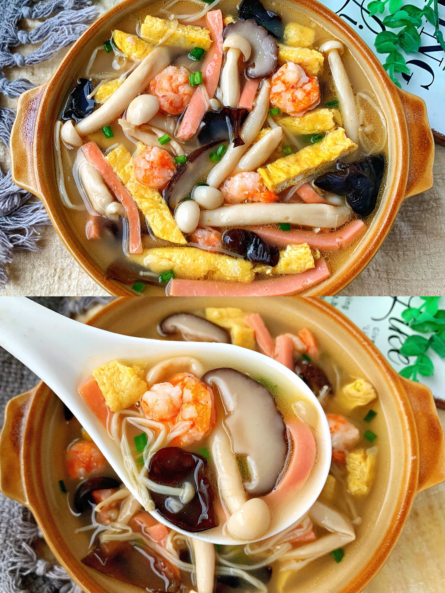 低卡减脂餐~三鲜菌菇汤的做法 步骤8