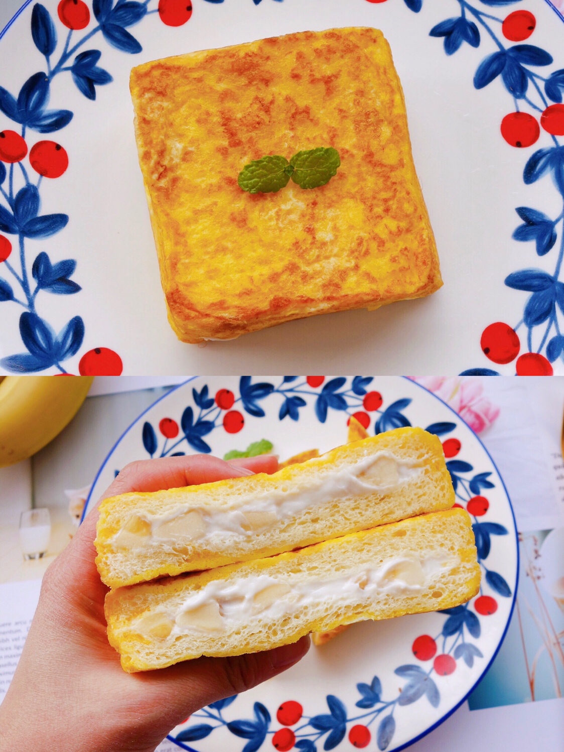 5分钟快手早餐❗️香蕉酸奶吐司❗️好吃不胖❗️的做法