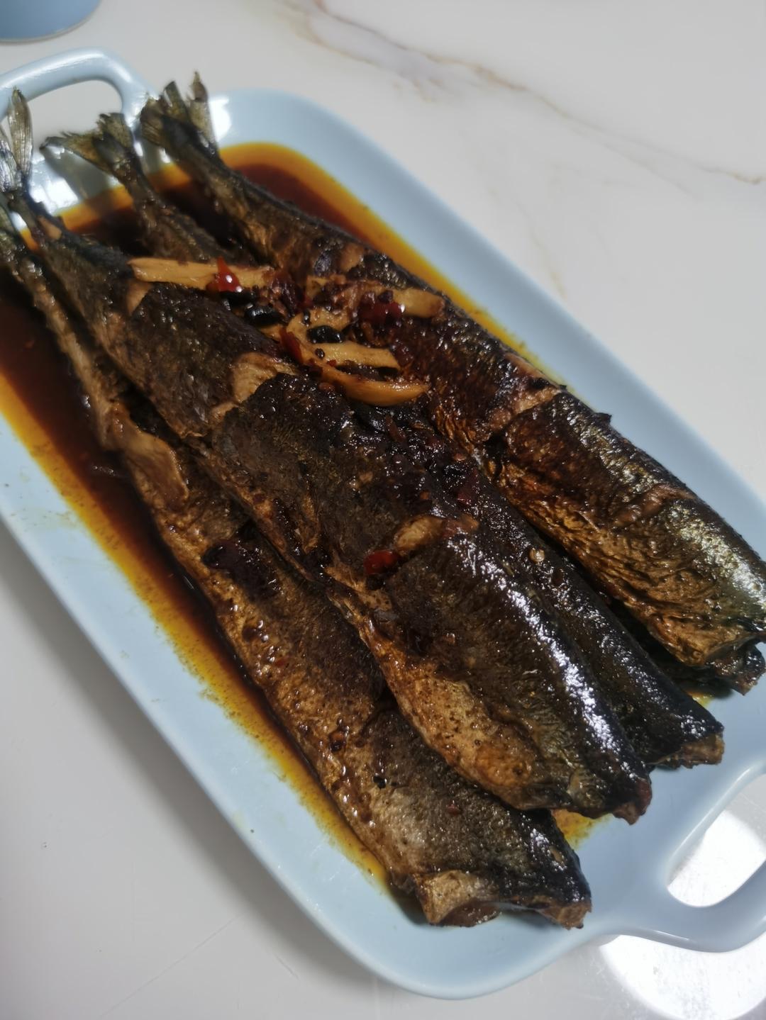 香煎红烧秋刀鱼