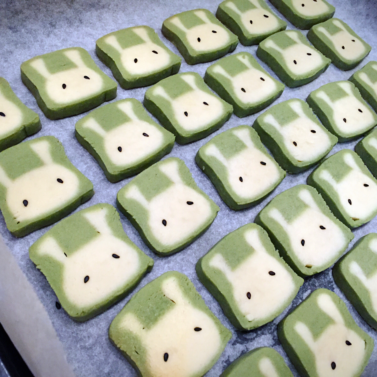 抹茶兔兔曲奇（比熊猫简单！超详细实物图+超良心手绘图）