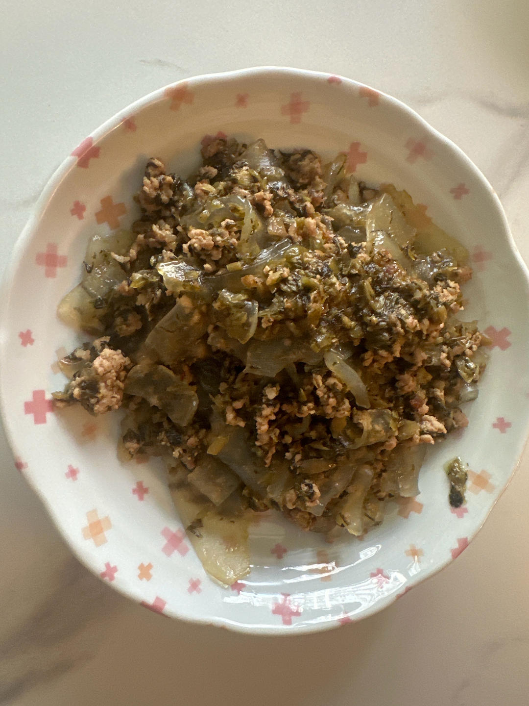 雪菜肉末炒粉皮