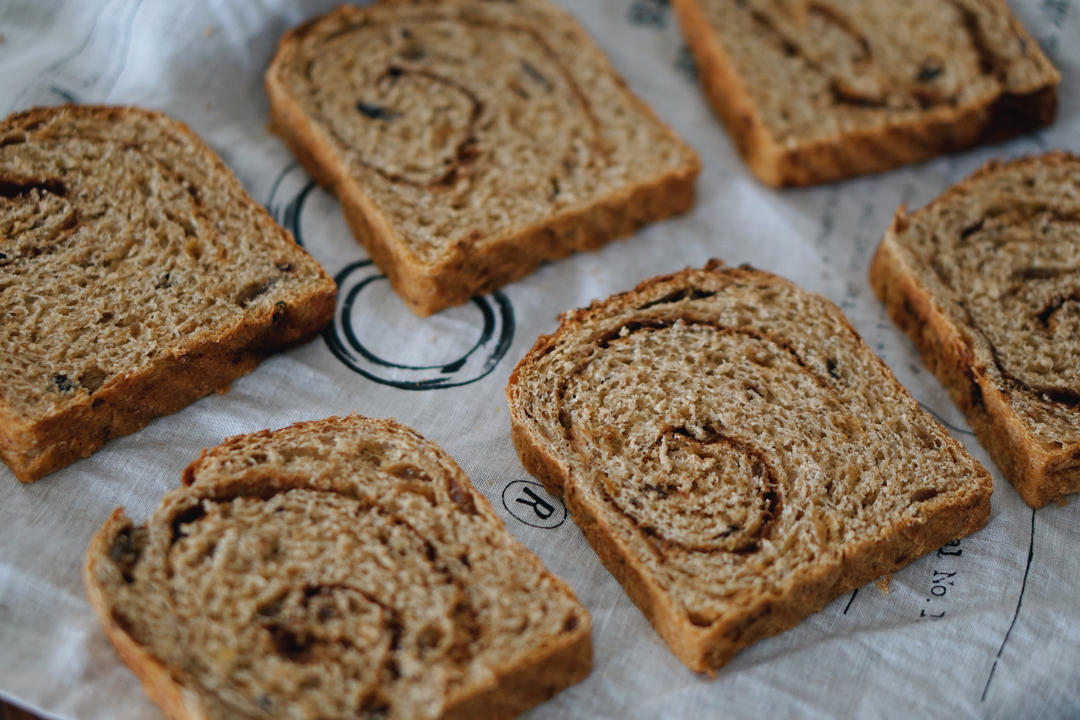 全麦葡萄干肉桂吐司丨健康·烘焙