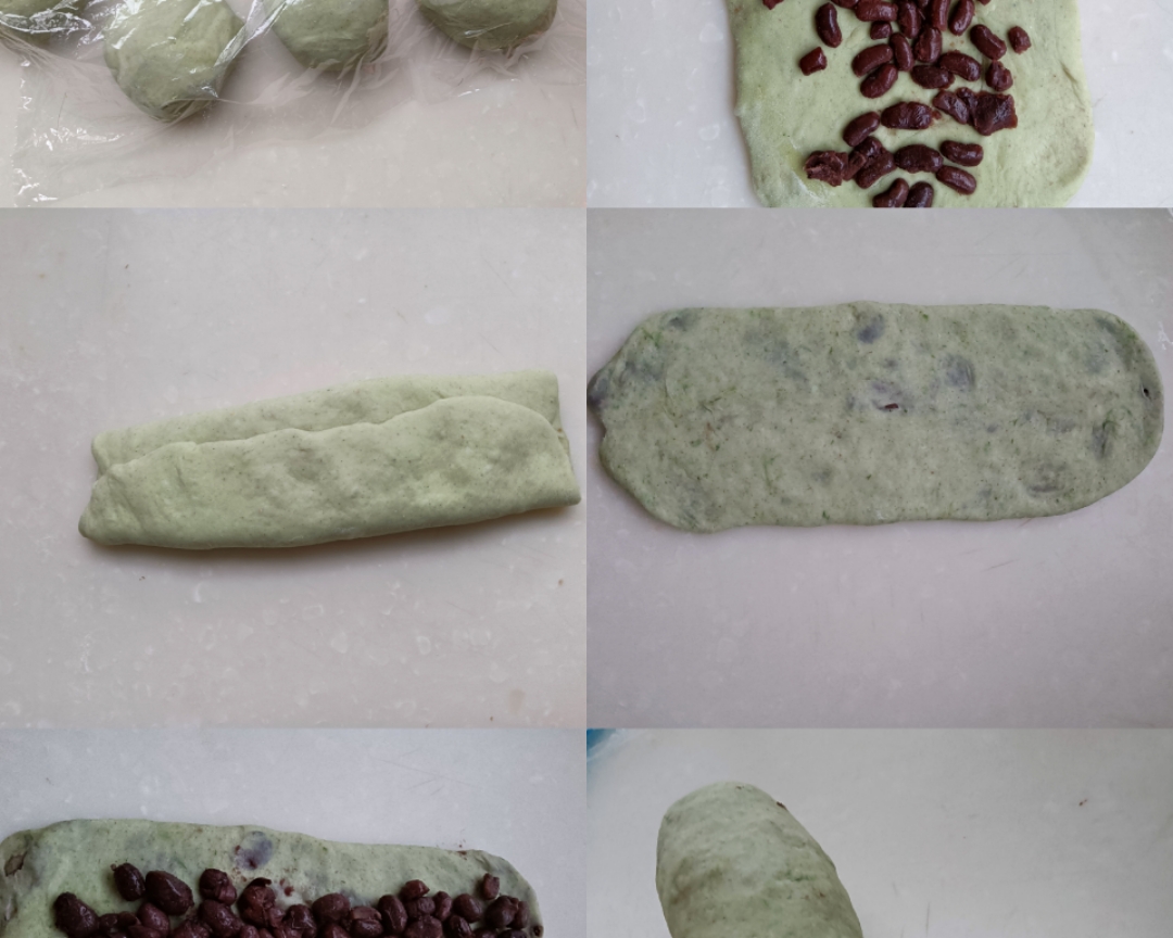 艾草红豆卷的做法 步骤3