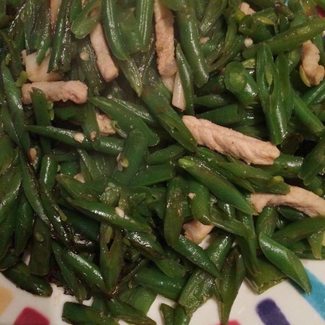 肉丝炒长扁豆