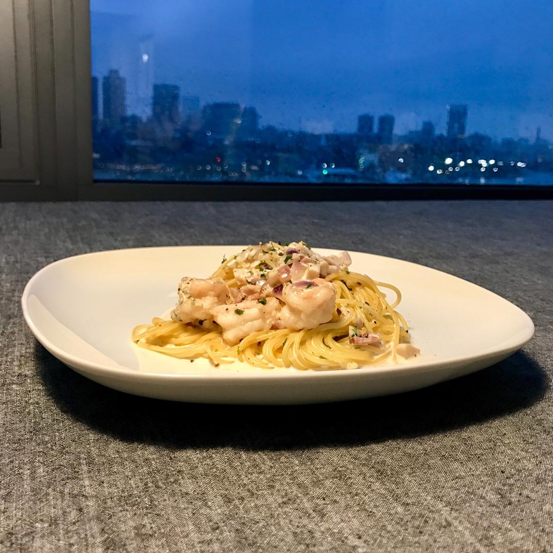 奶油大虾培根意粉