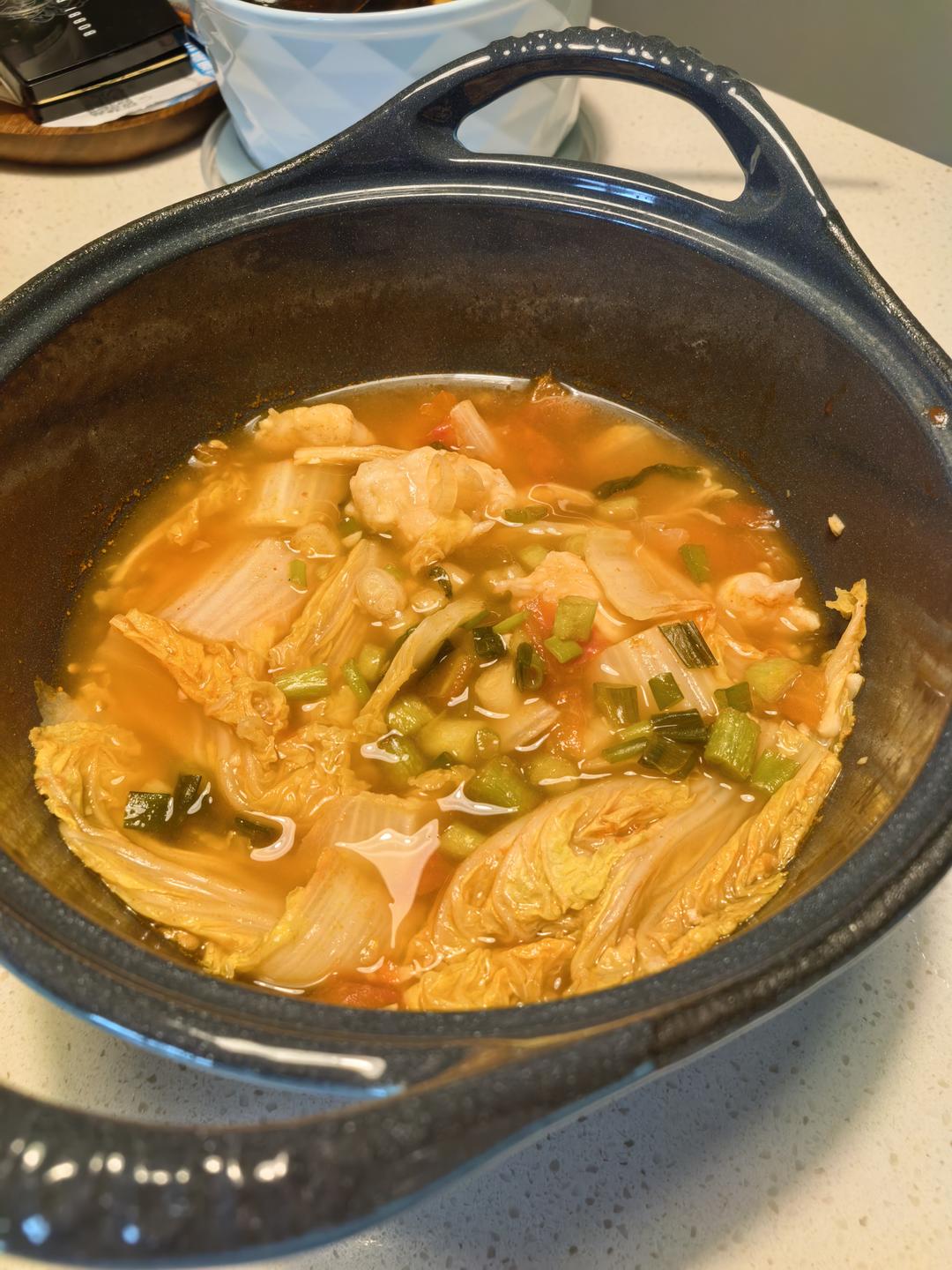 白菜番茄虾滑煲