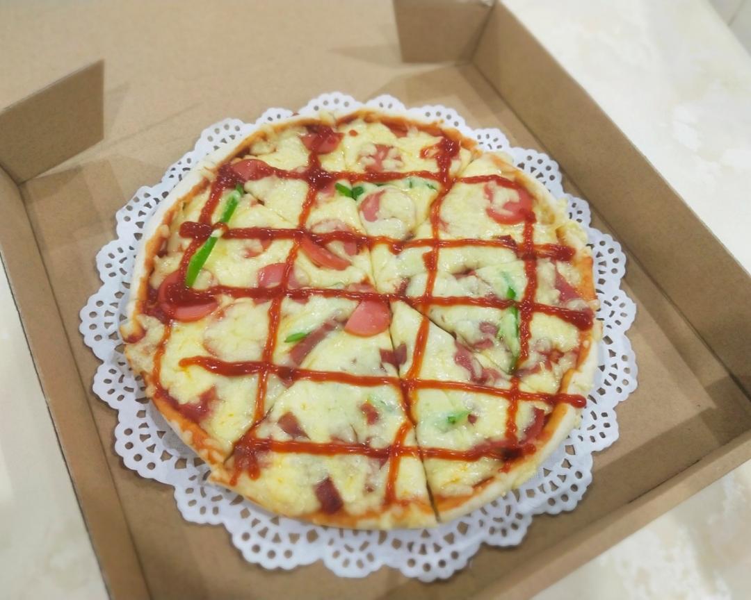 烤肠披萨(附饼底做法)