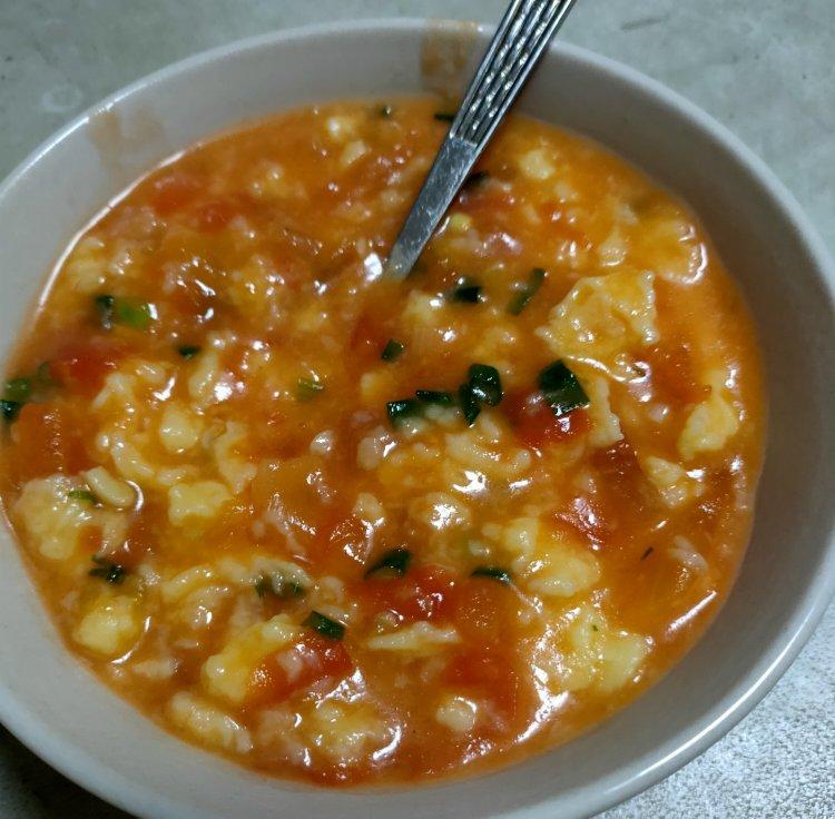 4951qynd做的番茄面疙瘩汤不用揉面嫩有嚼劲