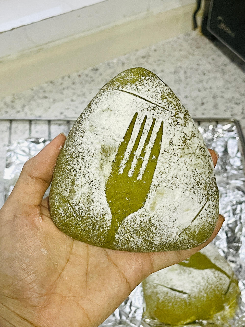 抹茶芋泥麻薯软欧包🍃夏日小清新