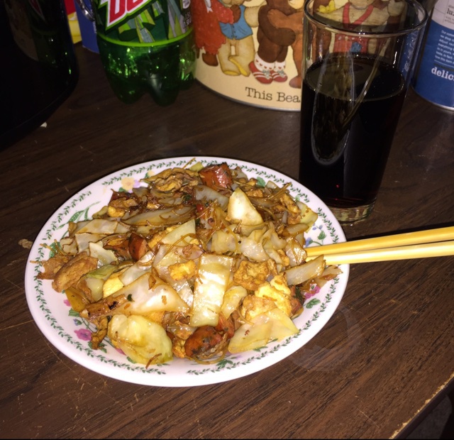 包菜粉丝炒鸡蛋