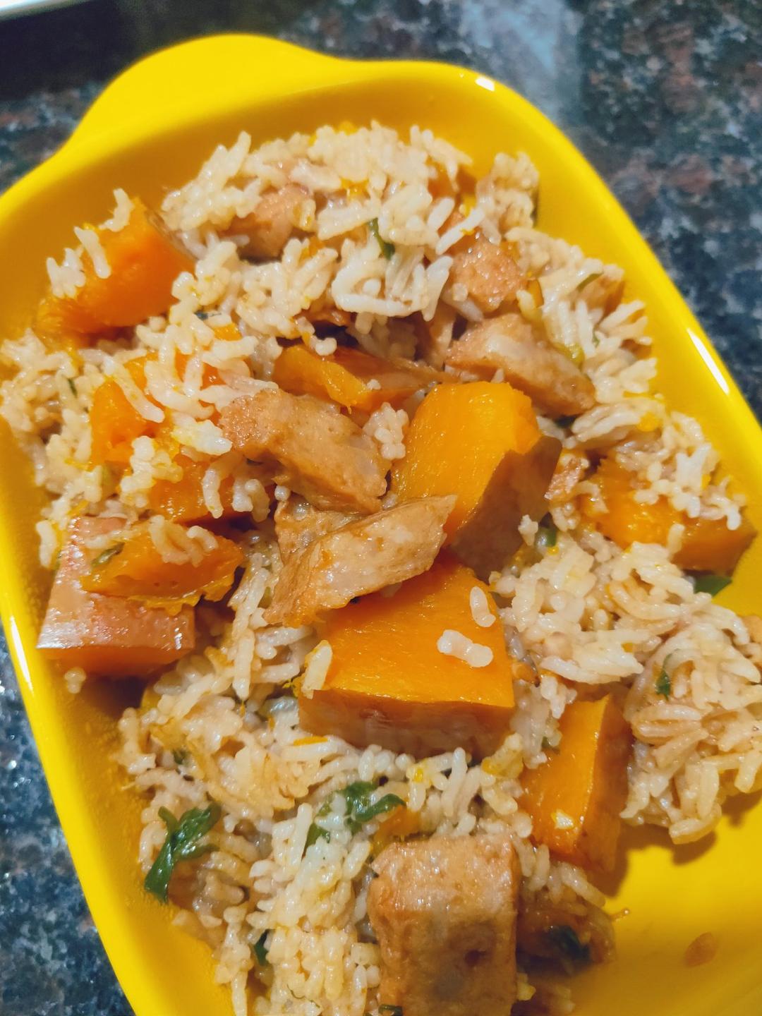 【香菇火腿南瓜饭】快午餐，惊艳你的味蕾，好吃到一碗一碗停不下来