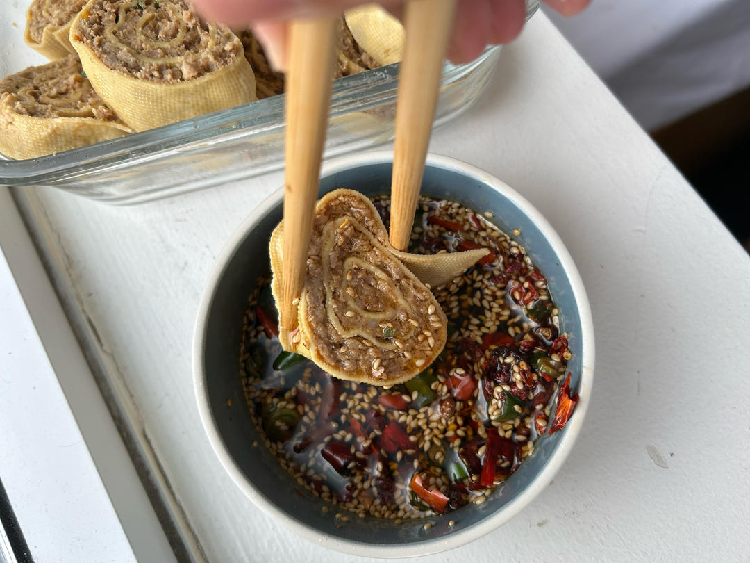 豆皮肉卷（肉馅好吃的秘诀）