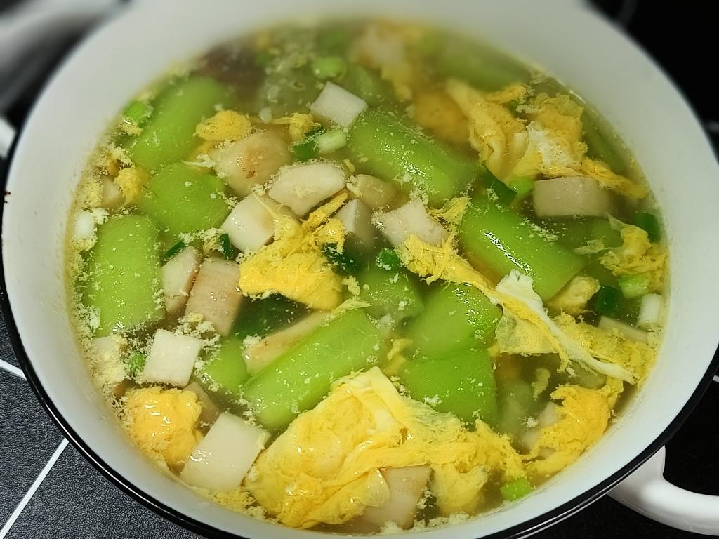 超级适合夏天吃的长高菜┆丝瓜杏鲍菇鸡蛋汤