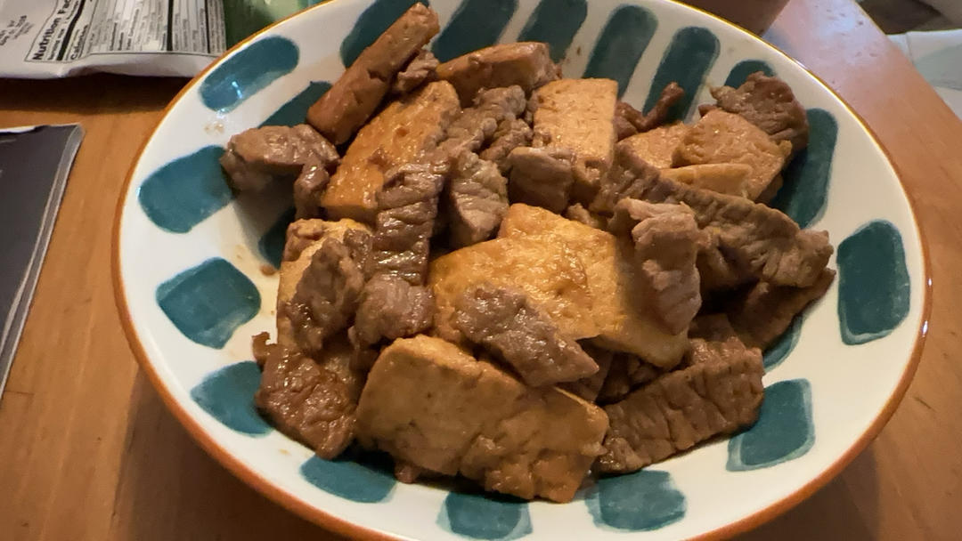 煎豆腐炒牛肉