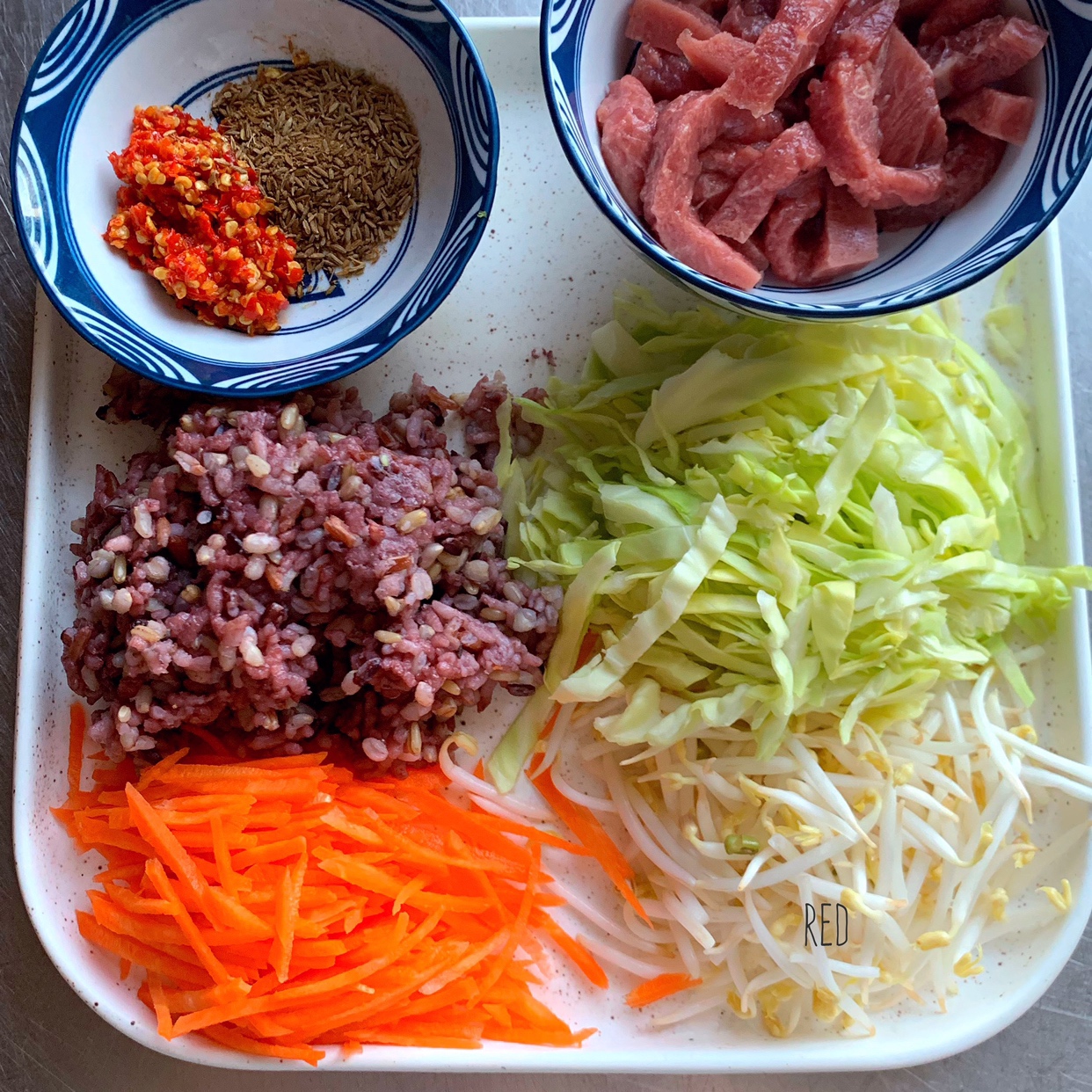 孜然牛肉炒糙米饭的做法 步骤1
