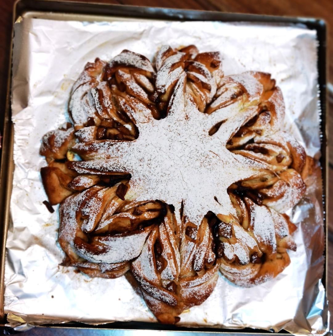 一次发酵就非常好吃的肉桂红糖苹果馅雪花面包