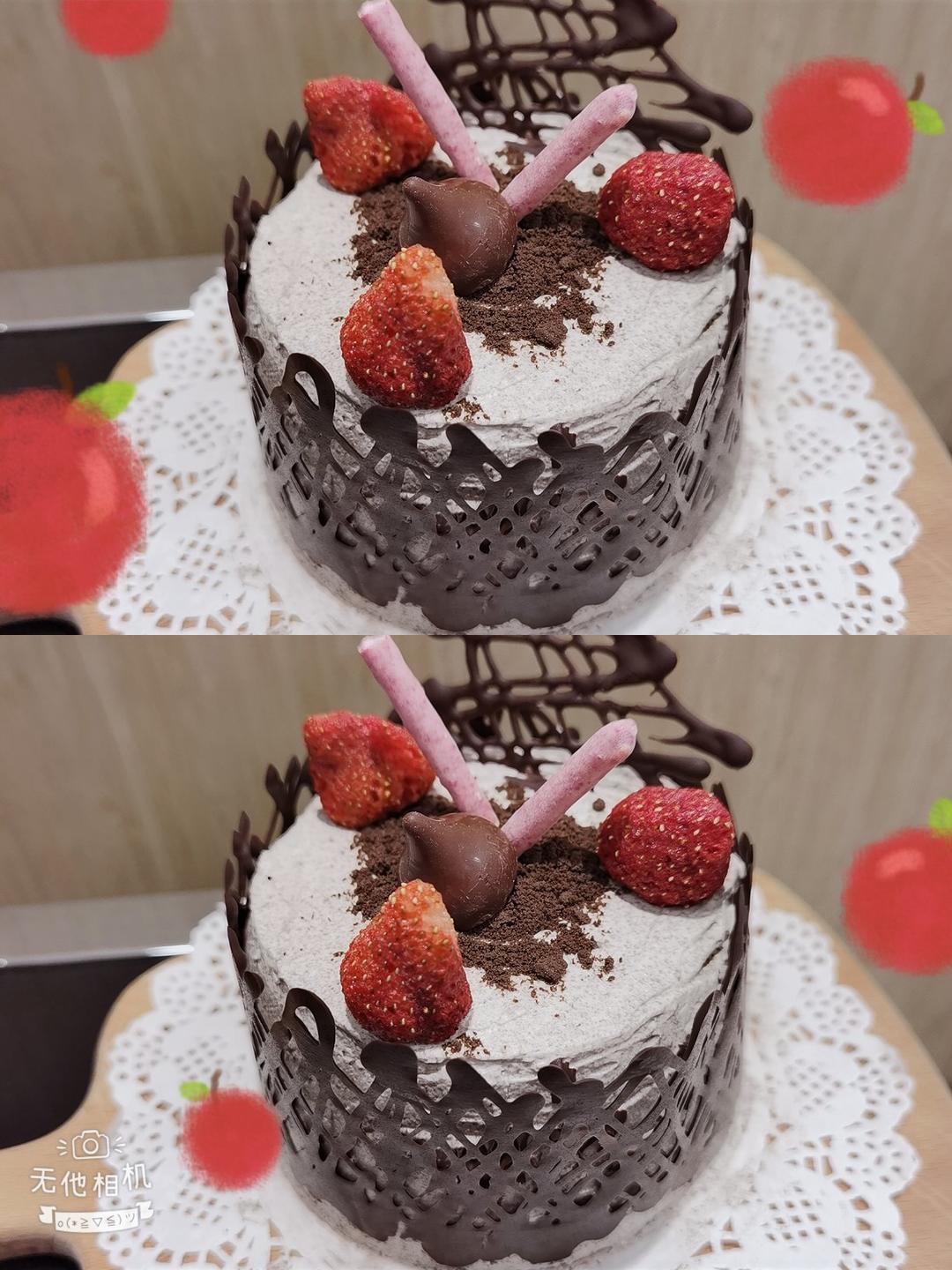 奥利奥咸奶油蛋糕—巧克力围栏