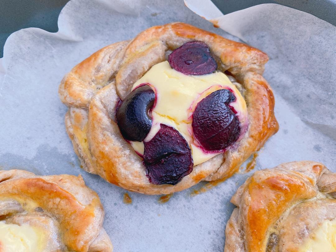 cherrycheesedanish樱桃芝士全麦丹麦酥奶油奶酪全麦起酥减肥减脂小