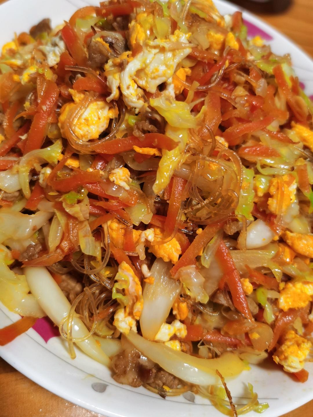 包菜鸡蛋炒粉丝