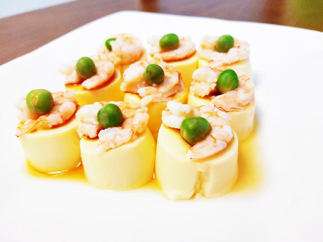 日本豆腐蒸虾仁的做法
