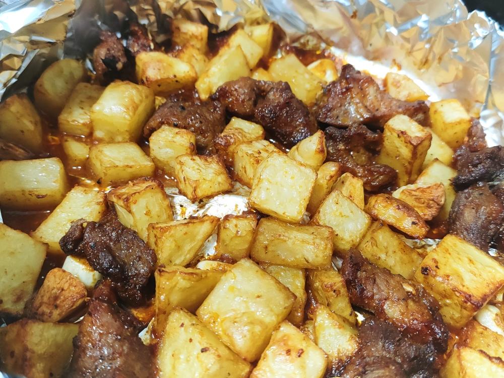 空气炸锅版烤土豆烤肉