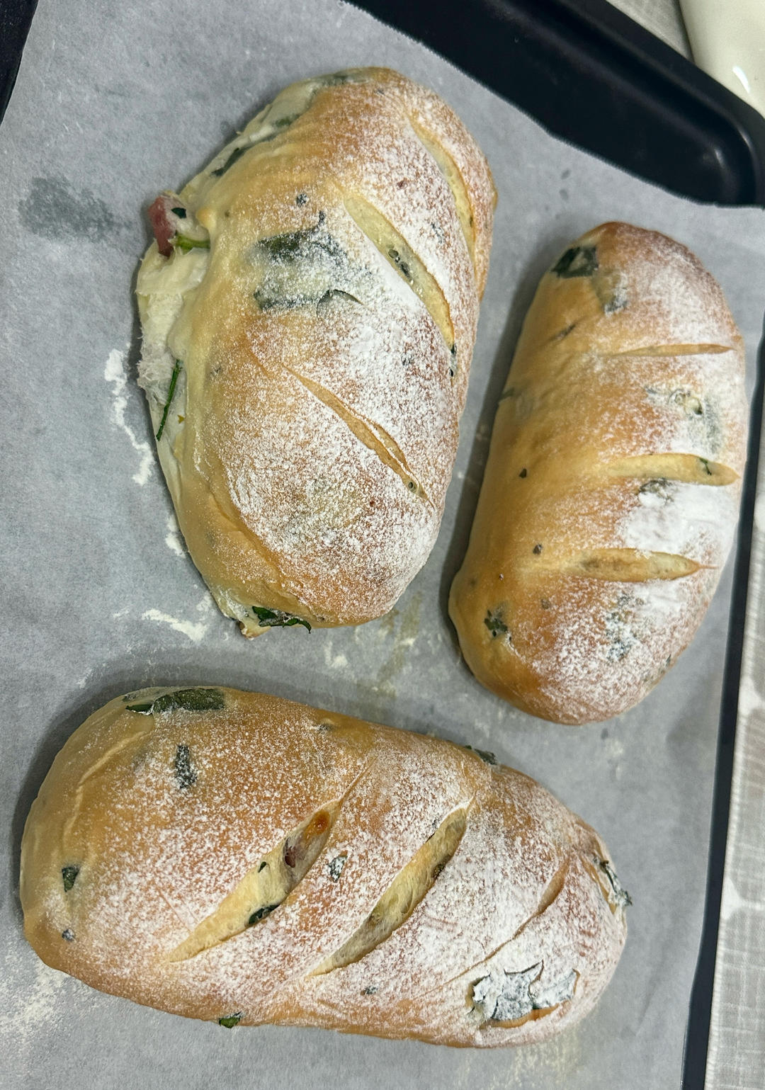 菠菜芝士咸面包