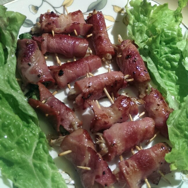 香煎培根金针菇卷