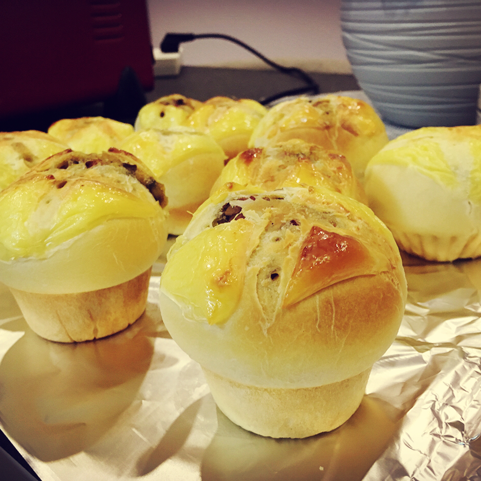 绵花糖_23w6做的培根土豆芝士小蘑菇面包