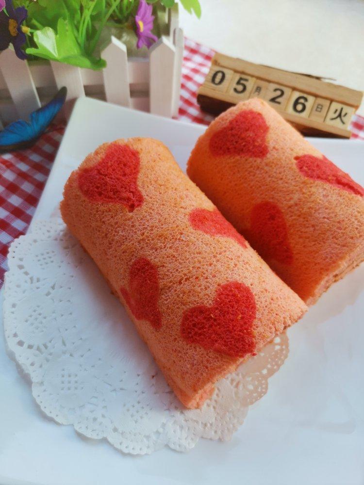 粉粉爱心蛋糕卷