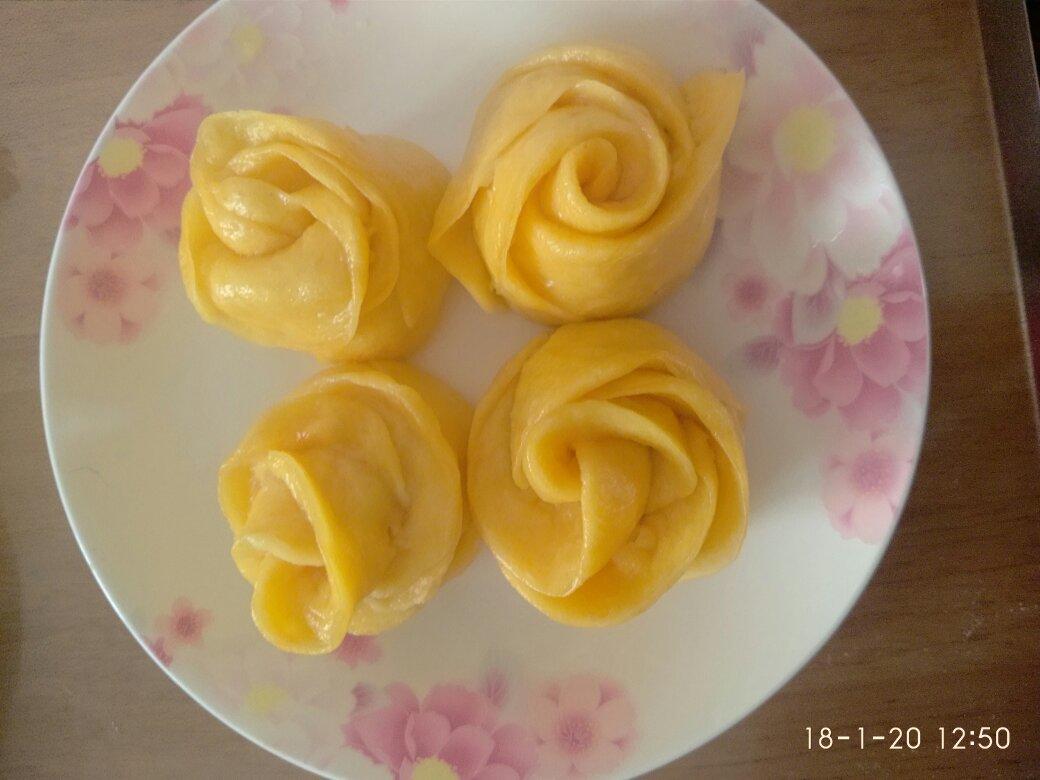 南瓜玫瑰馒头（一次发酵法）