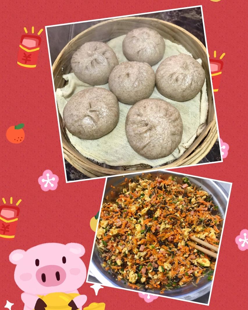 胡萝卜木耳鸡蛋素包子