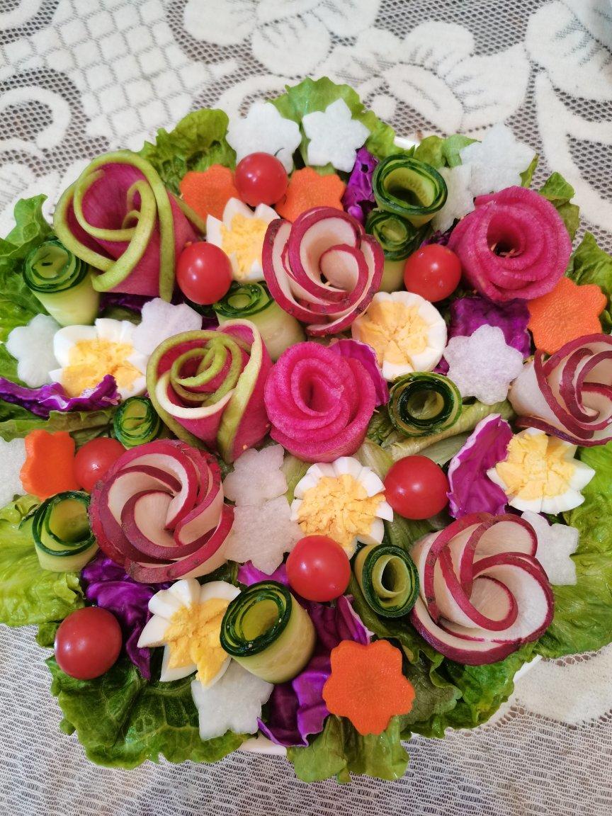 🌸花开富贵∣时蔬玫瑰花朵沙拉🌸