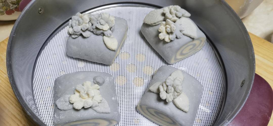 原创.青花瓷牡丹花馒头