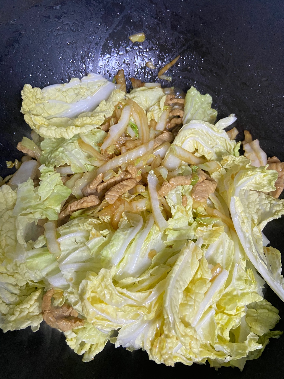 白菜肉丝炝锅面的做法 步骤5