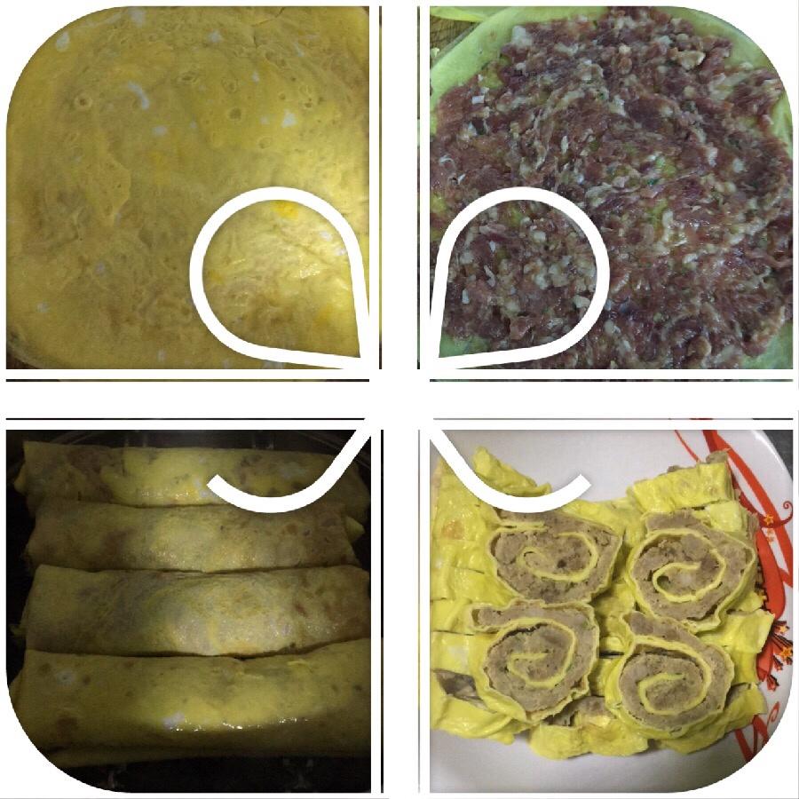 老爸的手艺---蒸肉蛋卷