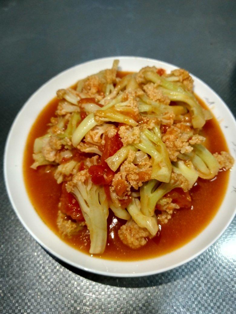 有机花菜炒西红柿