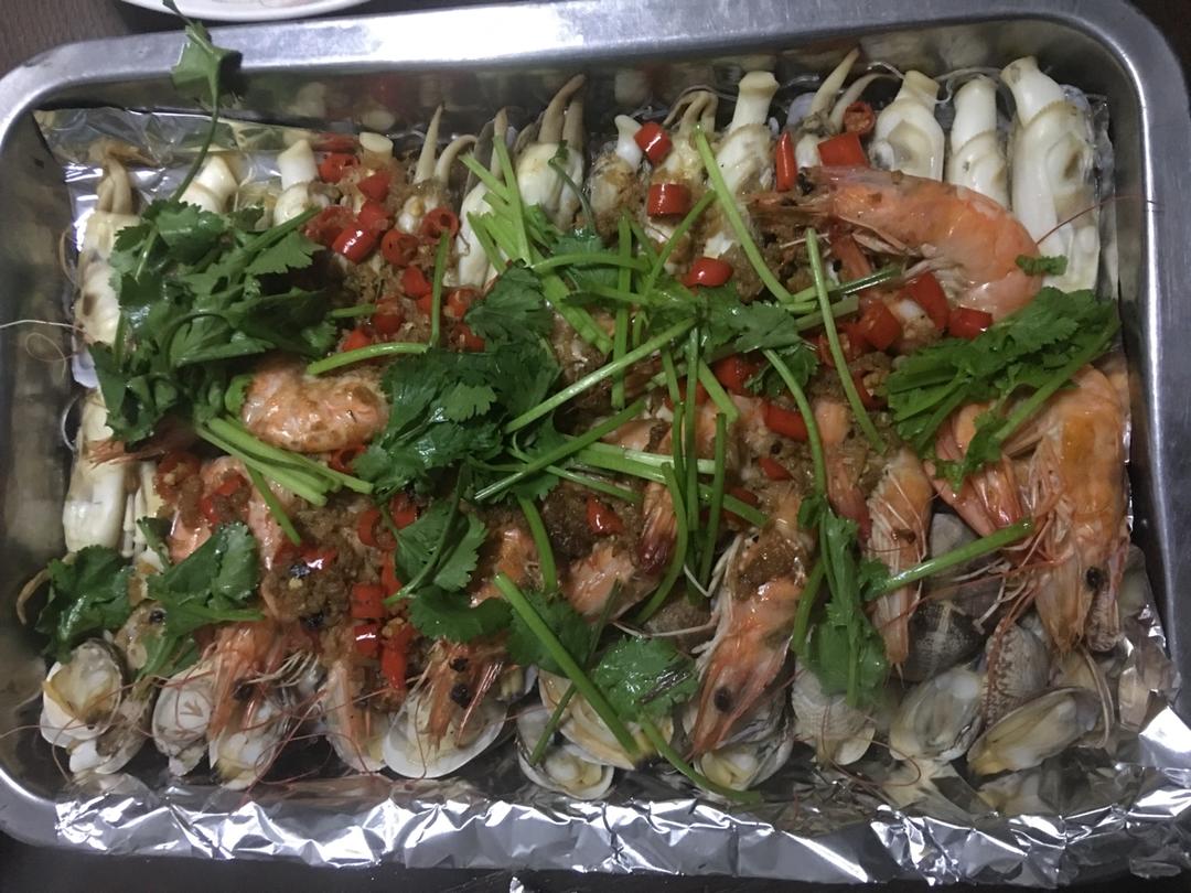 蒜香吮指海鲜大咖——松下NU-JK200W大蒸烤箱食谱
