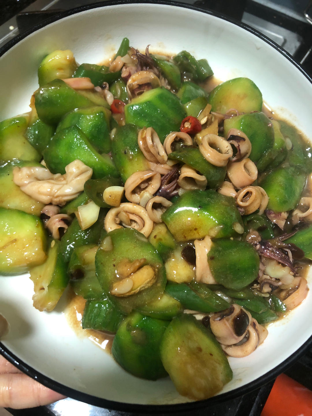 鲜鱿（肉片）炒丝瓜