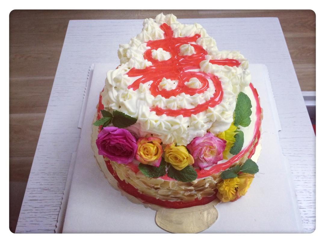 寿字祝寿蛋糕(含寿桃做法)