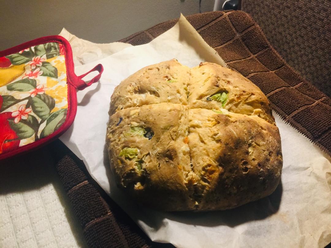 菠菜南瓜奶酪丹波面包丨健康·烘焙