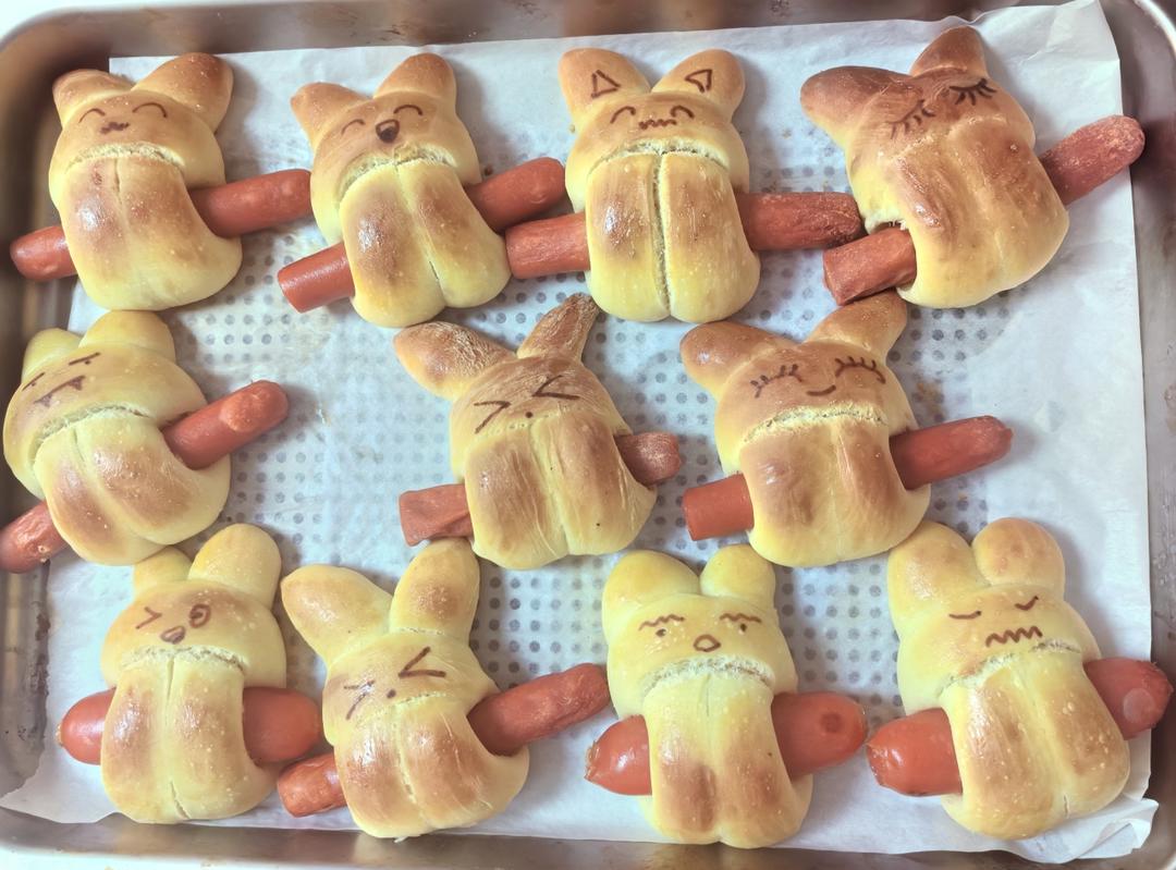 小兔子香肠面包（肠仔包，哄娃神器👶）